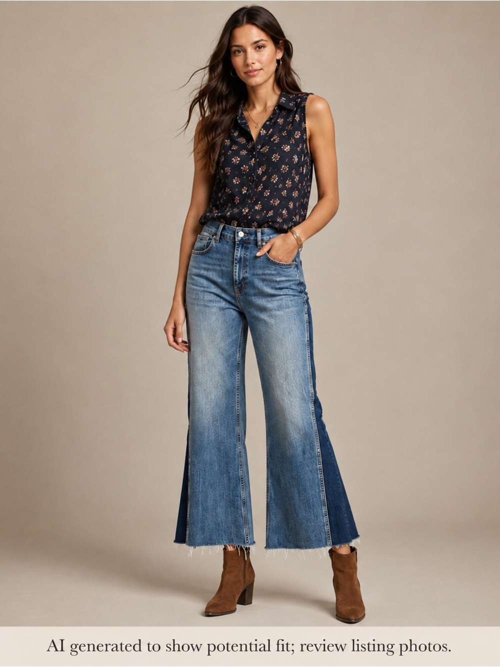 Anthropologie Pilcro Two Tone Flare Jeans 30 Tall High Rise Raw Hem
